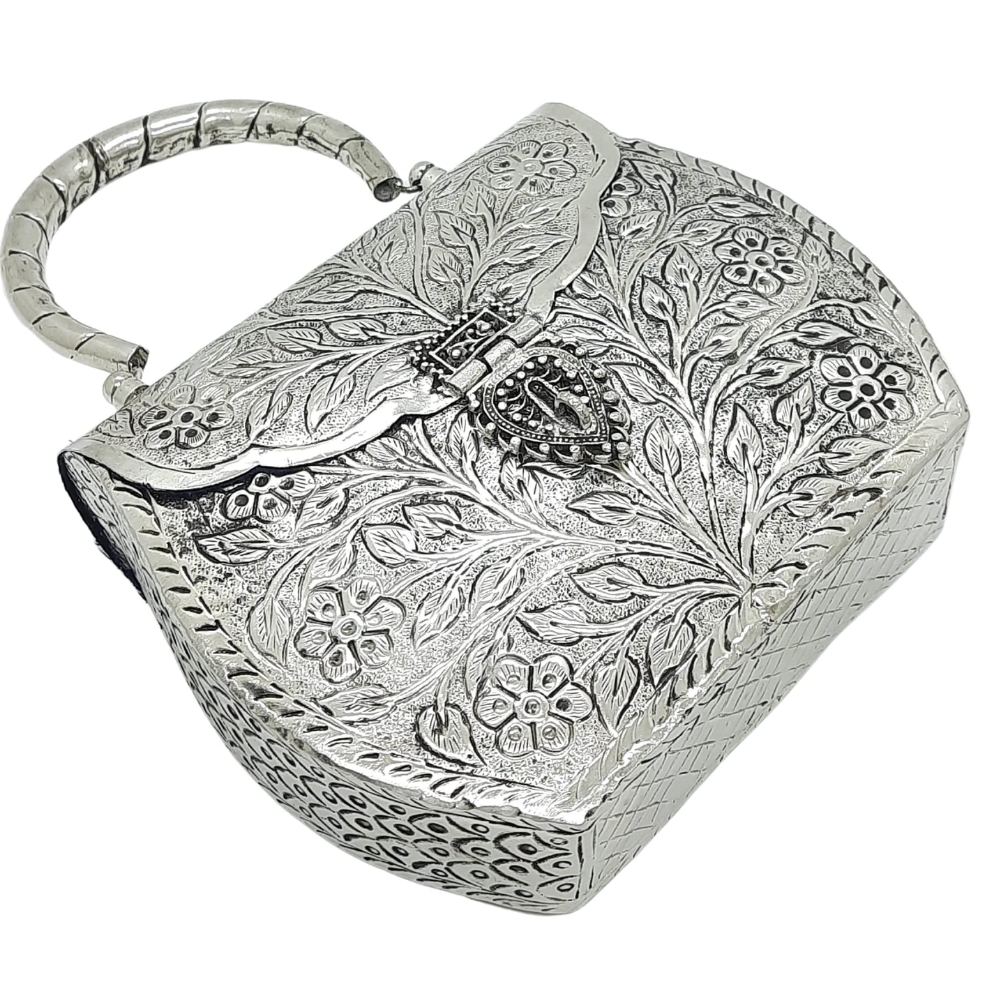 Trend Overseas Women's Silver Gold Brass Metal Handle Clutch Handmade Hand Clutch