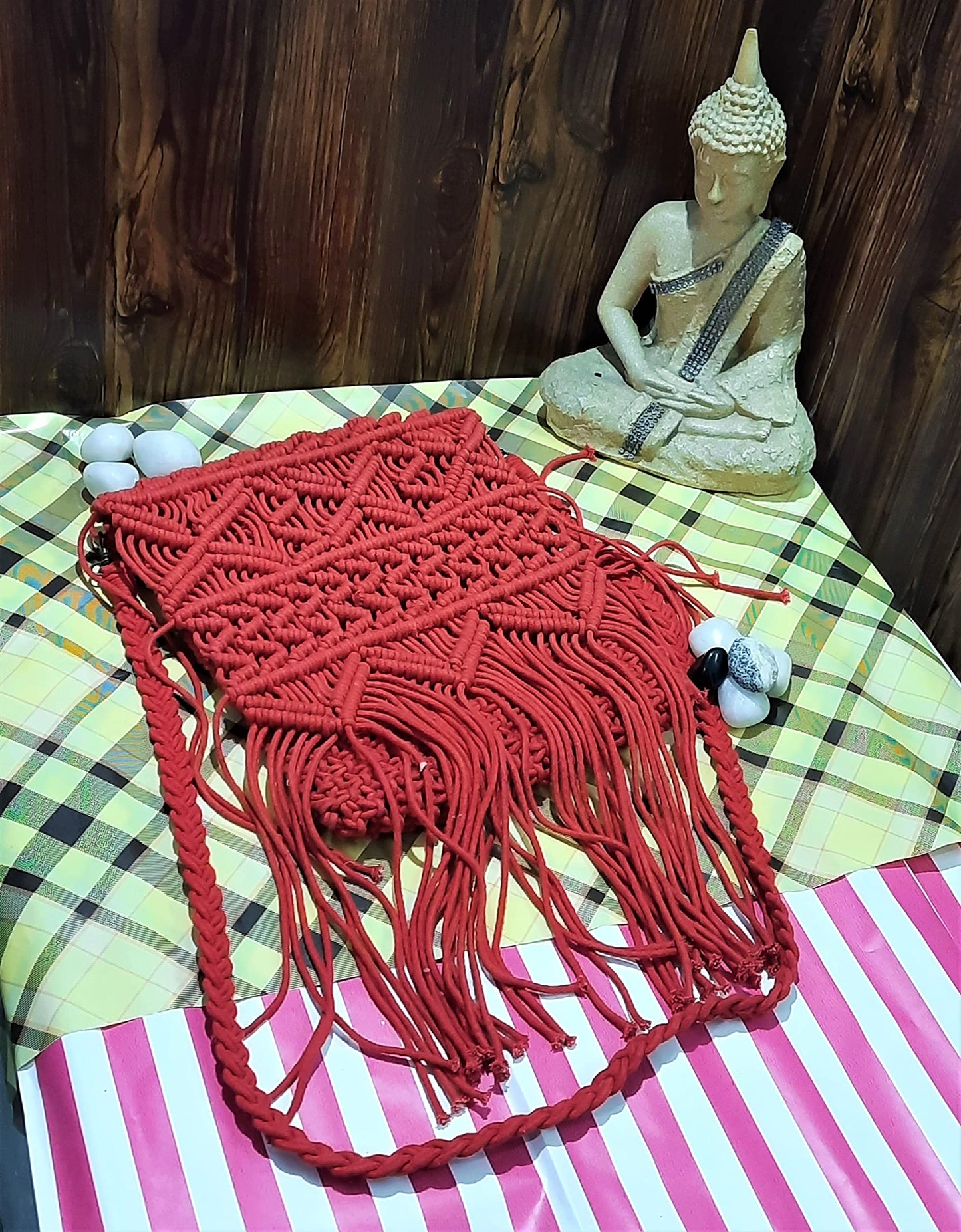 Trend Overseas Women/Girl Handwoven Crochet Macrame Cotton rope Ivory (Off-White) Sling/Clutch Handbag