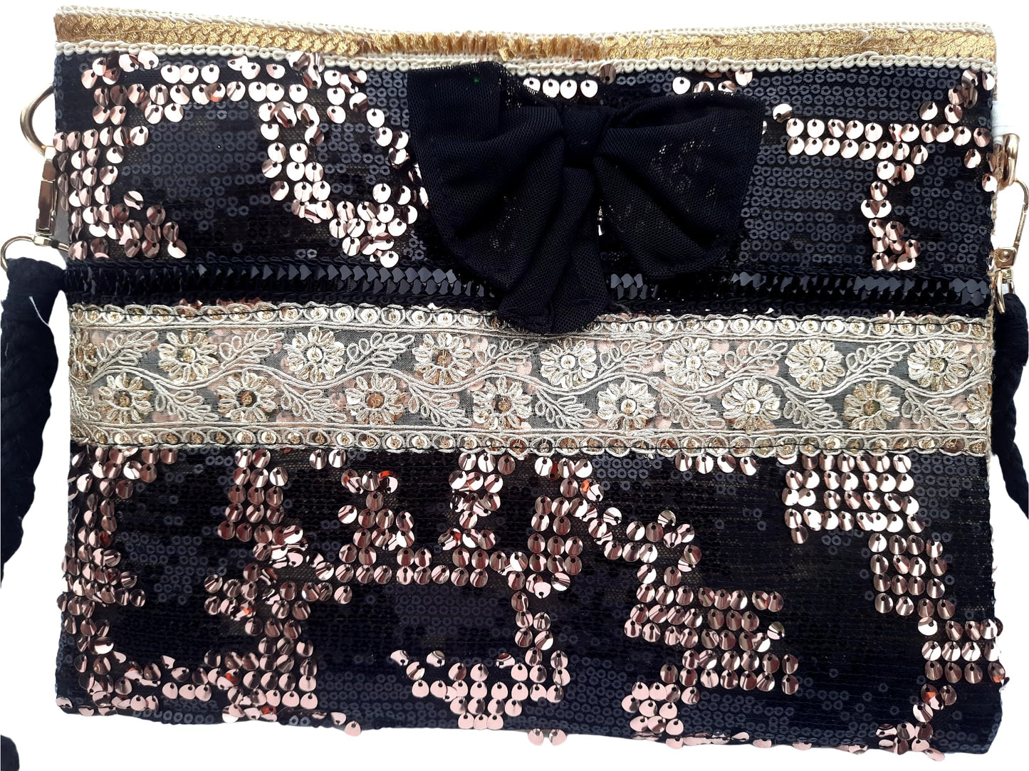 Trend Overseas Multicolor Jute Embroidery pom pom Bridal Bag cross body party sling bag