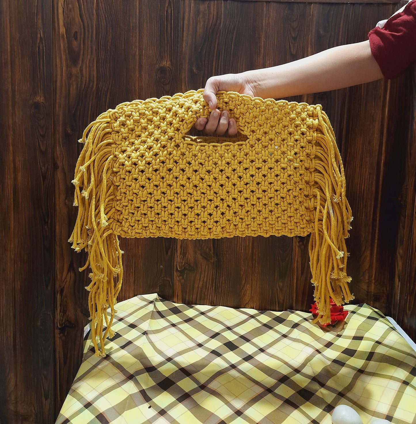 Trend Overseas Handwoven Women/Girl Women's Handmade Macrame Bags, Off White