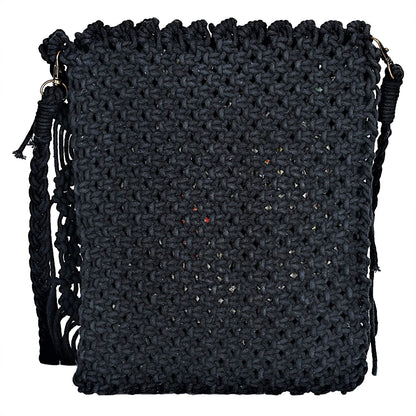 Trend Overseas Women/Girl Handwoven Crochet Macrame Cotton rope Ivory (Off-White) Sling/Clutch Handbag