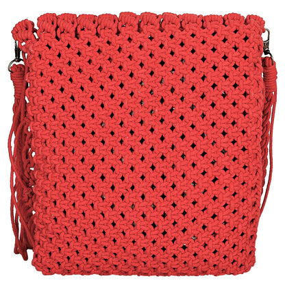 Trend Overseas Women/Girl Handwoven Crochet Macrame Cotton rope Ivory (Off-White) Sling/Clutch Handbag