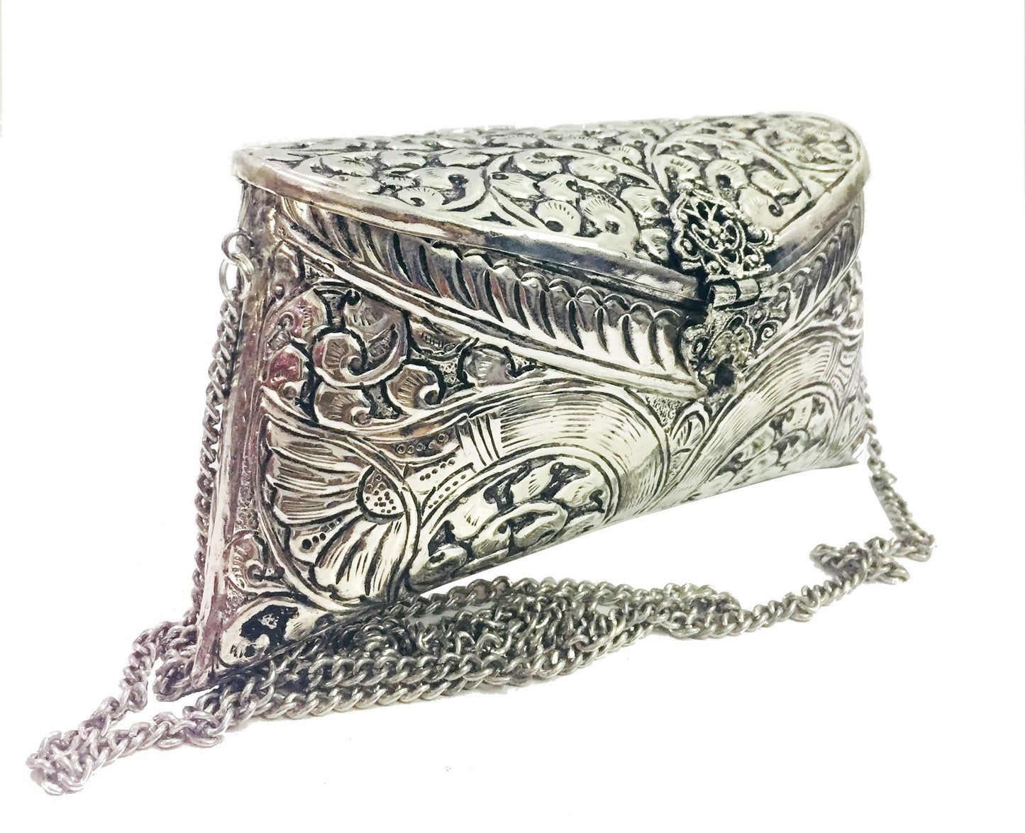 Trend Overseas Indian Vintage Brass silver Purse antique Ethnic clutch Handmade Women metal clutch Bag Party bag